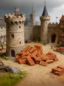 20/10/1pc Mini Landscape Brick, Mini Landscape Gardening Red Brick, Mini Red Brick Model, Small Gardening DIY Model Accessory, Suitable For Building Mini Wall Brick Bonsai Scene, Gardening, Landscape Design, Simulation Model - Multicolor - View 3