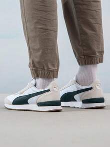 Puma R78 男女款運動休閒鞋 尼龍復古輕量舒適緩震透氣休閒鞋 399250 - 彪馬白-松木綠-白色 - 查看 4