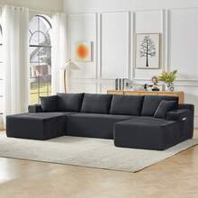 Sectional Sofa Dark Grey 6 Seats - Modular U Shape - Dark Grey 6 Seat - View 3