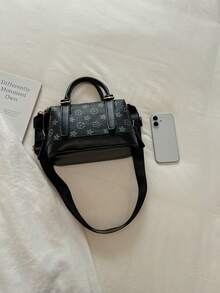New Vintage Allover Print Women's Handbag Large Capacity Women's Bag With Detachable Shoulder Strap PU Leather Shoulder Bag/CrossbodyBag - Black - View 9