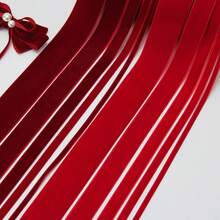 1pc 10/15/20/25/38mm Velvet Ribbon, Christmas, New Year Satin Ribbon, Handmade Wedding Party Decoration Ribbon, For Gift Wrapping, DIY Hair Accessories Bows, Christmas Tree Wreath Decoration Ribbon Bows - View 4