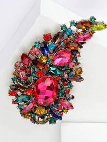 1pc Rhinestone Flower Brooch, Fashion Exaggerated Luxury Crystal Brooch Pin Accessory For Women - Color - View 3