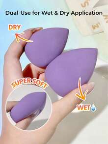 GUOXIAONIU 1Pc Beauty Sponge, Soft Non‑Latex Makeup Blender Sponge, Wet & Dry Use Foundation Blending Sponge For Base Makeup - Purple - View 3