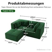 Green Corner Sofa - Comfortable Cushions - 綠色 2 人座 - 查看 5