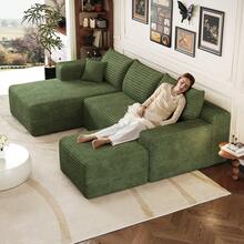 L Shape Cloud Sofa Green – Easy Assembly - 綠色 4 座 - 查看 3