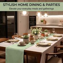 4pcs/10pcs 28*275cm Wedding Satin Table Runner Sage Green/Dark Green Silk Table Runner Banquet Table Runner Suitable For Rectangular Round Dining Tables - Green - View 6