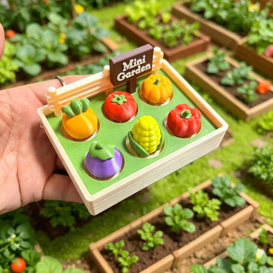 1pc 3D Printed Farm 6-Key Stress Relief Clicker Creative Button Toy Desktop Ornament Bag Pendant Keychain