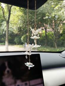Flower Car Hanging Ornament, Creative Acrylic Material Colorful Transparent Flower Car Interior Hanging Decor, Rearview Mirror Pendant, Car Decoration - A - View 3