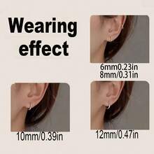 4 Pairs Dangle Cartilage Hoop Earrings, Delicate 4-Piece Set, Minimalist Silver Hoop Earring Set - Silver - View 5