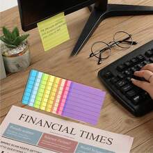 1pc Rectangular Striped Sticky Note, Self-Adhesive Label Sticker, Colorful And Firmly Adhered, Suitable For Classroom Marking, Office Memo, Scrapbook Decoration, Study Reminder, Back To School Stocking, Holiday Message Stationery - A - View 5