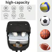 High-Quality Lightweight Sports Training Backpack With Soccer Compartment - Adjustable Shoulder Straps, Multiple Pockets, Durable Oxford Fabric, Suitable For Soccer, Basketball, Tennis - Unisex Design, Sports Bag - Black - View 6