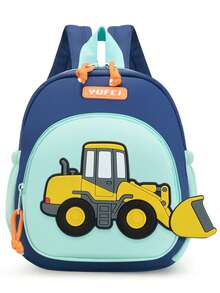 La nueva mochila de estudiante de dibujos animados es ligera y compacta, y la mochila tiene forma de bulldozer. - azul oscuro - Ver 4