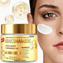 SEPK Latest Potent Niacinamide Face Cream - Powerful Moisturizing & Instant Lifting Firming Day & Night Care, Smooths Rough Texture, Contains VC, Glycerin, Retinol And Collagen. Suitable For All Skin Types. Visibly Reduces Wrinkles And Fine Lines. Can Be Used Previously - Collagen - View 6