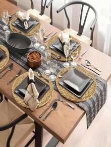 4/6pcs Set Woven Placemats, Round Rattan Placemats, Natural Handmade Water Hyacinth Placemats, Farmhouse Style Woven Placemats, Country Style Woven Willow Table Mats, Suitable For Dining Table, Home, Wedding - Primary Color - View 7