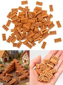 20/10/1pc Mini Landscape Brick, Mini Landscape Gardening Red Brick, Mini Red Brick Model, Small Gardening DIY Model Accessory, Suitable For Building Mini Wall Brick Bonsai Scene, Gardening, Landscape Design, Simulation Model - Multicolor - View 5