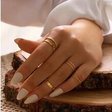10 Simple And Personalized Thin Finger Ring Sets (The Styles In The Picture Are Shipped Randomly) - Silver - View 1