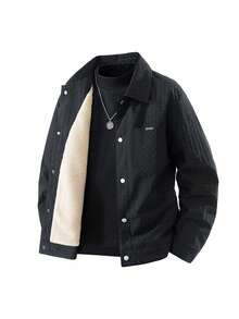 Men's Autumn/Winter Casual Fashion Minimalist Outdoor Thermal Lined Sports Lapel Jacket - Black - View 2