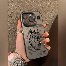 Apple Phone Case Laser Sketch Heart - 透黑 - 查看 1