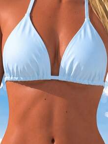 Baju Renang Model Halter Neck Warna Cerah Terbaru untuk Musim Panas, Bikini Segitiga Dua Potong Gaya Seksi, Pakaian Renang Pantai untuk Liburan yang Melangsingkan dan Memberikan Efek Push-Up - MultiWarna - View 5