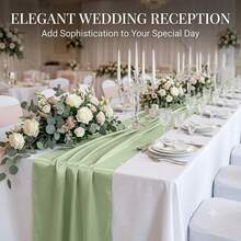 4pcs/10pcs 28*275cm Wedding Satin Table Runner Sage Green/Dark Green Silk Table Runner Banquet Table Runner Suitable For Rectangular Round Dining Tables - Green - View 5