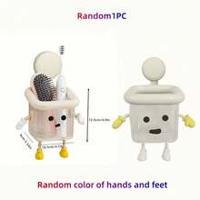 Ins Cute Cartoon No-Drill Wall-Mounted Storage Box, Bathroom Suction Cup Transparent Toiletries Organizer, Electric Toothbrush Comb Skincare Product Layered Storage Rack, Durable Waterproof Material, Suitable For Bathroom Accessories, Toilet, Kitchen, Room Decor, Gift For Friends - Multicolor - View 7