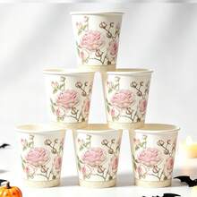 10/25/50pcs Paper Cups, Coffee Cups, Glass Cups, Drinking Cups, Rose Print Paper Cups, Bachelorette Party Paper Cups, Party Paper Cups, Wedding Paper Cups - Multicolor - View 4