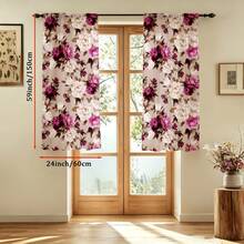 2 piezas Cortinas con patrón de flor de peonía púrpura, que simboliza la riqueza y el honor, diseñadas con bolsillo para barra para protección de la privacidad e instalación fácil, opción ideal para ventanas del hogar - Multicolor - Ver 13