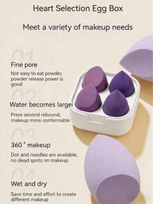 GUOXIAONIU 1Pc Beauty Sponge, Soft Non‑Latex Makeup Blender Sponge, Wet & Dry Use Foundation Blending Sponge For Base Makeup - Purple - View 5