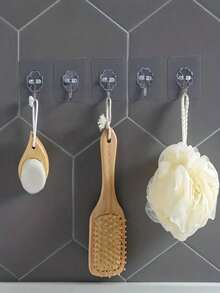 20/16/6/1 Set Strong Adhesive Transparent Wall Hooks - Casual Style, Easy Installation, No Drilling Required, Plastic Heart-Shaped Practical Hooks, Suitable For Kitchen And Bathroom, Bathroom Storage, Bathroom Decor - Multiple Styles - View 7