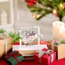1pc Creative Birthday Gift - Sister Gift Acrylic Puzzle Shaped Plaque, Unique Desk Decor Gift From Sister/Brother, For Sister Thanksgiving Christmas Wedding - 1PC - View 8