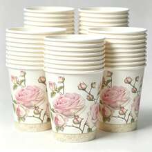 10/25/50pcs Paper Cups, Coffee Cups, Glass Cups, Drinking Cups, Rose Print Paper Cups, Bachelorette Party Paper Cups, Party Paper Cups, Wedding Paper Cups - Multicolor - View 2