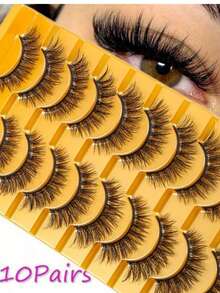 10 Pairs Eyelash Extension Cross Type 15mm False Eyelashes - Black - View 4