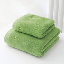 2/1pc Approx. 13*29in/28*55in Cute Avocado Embroidered Cotton Bath Towel, Thickened Ultra Soft High Absorbency Quick Dry, Suitable For Home Bathroom, Spa, Swimming Pool And Back To School Season - Green - View 13