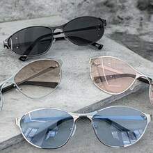 1 Pair Women's Silver Aviator Metal Frame Double Bridge Design Personalized Fashion Glasses - Multicolor - View 8