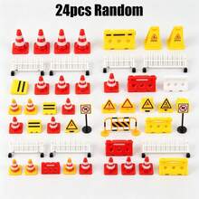 Mini Traffic Barrier Road Cones Sign Model Set, HO Scale Train Railway Diorama Scene Accessories, Mini Construction Fence Warning Sign Figurines For Railroad Layout Micro Landscape DIY Craft Hobby Supplies - H - View 13