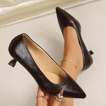 Women's Low Heel High Heels, Fashion Classic Elegant Versatile High Heels, Spring/Autumn Comfortable Closed Toe Design, Suitable For Wedding, Party, Walking, Birthday, Work, Office Daily Wear Pumps - Brown - View 14