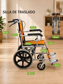 Silla de ruedas de traslado con reposabrazos acolchado para personas mayores, plegable y ligera, silla de ruedas portátil para ancianos, silla de rueda de viaje Soporta hasta 110 kg, Z-OR260C - Ver 9