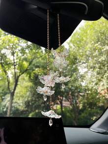 Flower Car Hanging Ornament, Creative Acrylic Material Colorful Transparent Flower Car Interior Hanging Decor, Rearview Mirror Pendant, Car Decoration - A - View 6