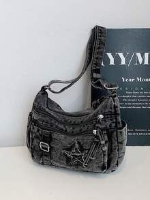 Women's Fashionable Shoulder Bag With Star Embroidery - Multicolor - View 4