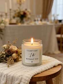 1pc Large Scented Candle, Glass Jar Aromatherapy Candle, Birthday Gift For Female Friends, Friendship Gift For Women, Funny Christmas Gift For Friends, Home Decor, Room Decor, Wedding Decor, Tabletop Decor, Fragrance Gift - Beige - View 5