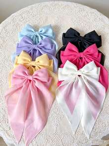 7 piezas de pinzas de primavera con lazo de cinta de unicolor para niñas - Multicolor - Ver 2