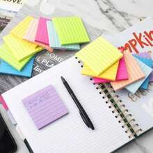 1pc Rectangular Striped Sticky Note, Self-Adhesive Label Sticker, Colorful And Firmly Adhered, Suitable For Classroom Marking, Office Memo, Scrapbook Decoration, Study Reminder, Back To School Stocking, Holiday Message Stationery - A - View 3