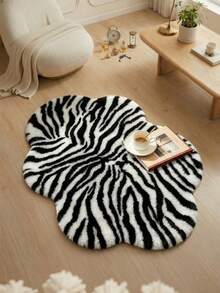 1pc 2026 New - Zebra Stripe Rabbit Fur Plush Cloud Rug, Bedroom Bedside Rug, Living Room Mirror Rug, Dressing Room Bay Window Rug, Suitable For Sofa Side, Bedside And Other Areas, Decorative Rug, Bedroom Decor, Small Rug, Rug, Home Decor, Living Room Rug, Living Room Small Rug, Bedroom Rug, Living Room Home Decor, Outdoor Rug, Washable Rug - Multicolor - View 3