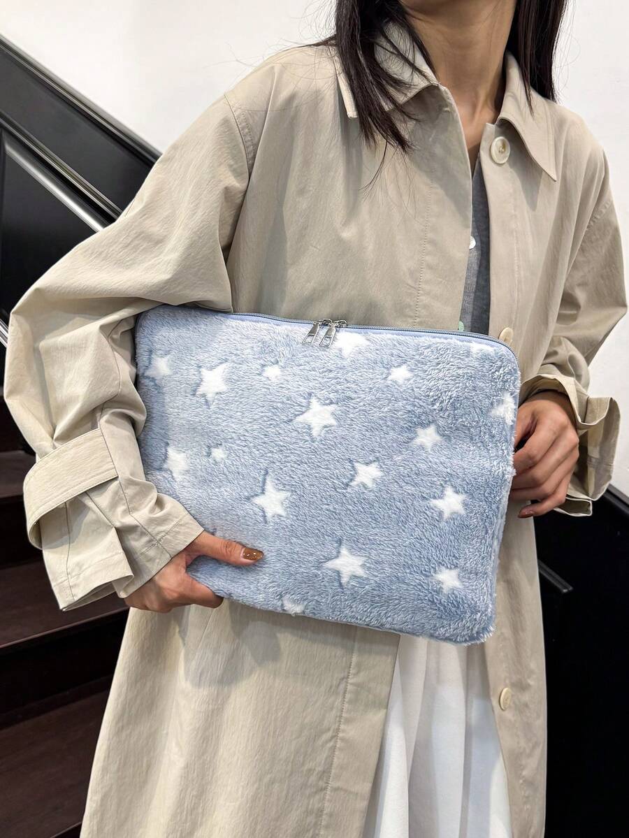 Solid Color Floral Minimalist Luxury Multi-Size Laptop Tablet Storage Bag Computer Case - Baby Blue - View 1