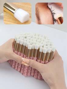 Pink Eyelash Mousse Cleaning Brush 5pcs/Pack, Solid Color Eyelash & Nose Mousse Pore Cleaning Brush For Facial Cleansing - Pink - View 1