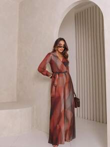 Long-Sleeve Micro Tulle Jumpsuit - Marrón Mocha - Ver 2