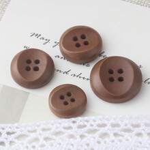 10 PCS 11-17mm Vintage Natural Brown Oval Pattern 4-Hole Wooden Buttons, Suitable For Shirts, Cardigans, Sweaters, Blazers, Coats, Versatile Wooden Decorative Buttons - Rounded Oval - View 3