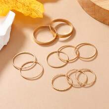 10 Simple And Personalized Thin Finger Ring Sets (The Styles In The Picture Are Shipped Randomly) - Silver - View 3