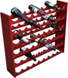 Cava de Madera de Pino para 54 Botellas Color Rojo 20x90x80 cm | Estante para Vino con Diseño Moderno, Elegante y Resistente | para Sala y Comedor | Fácil de Armar - Ver 2