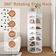 Rotating Shoe Rack Tower, Spinning Storage Rack, Standing 360° Revolving Shoe Organizer - 7 Floors, Circular Shape - View 4